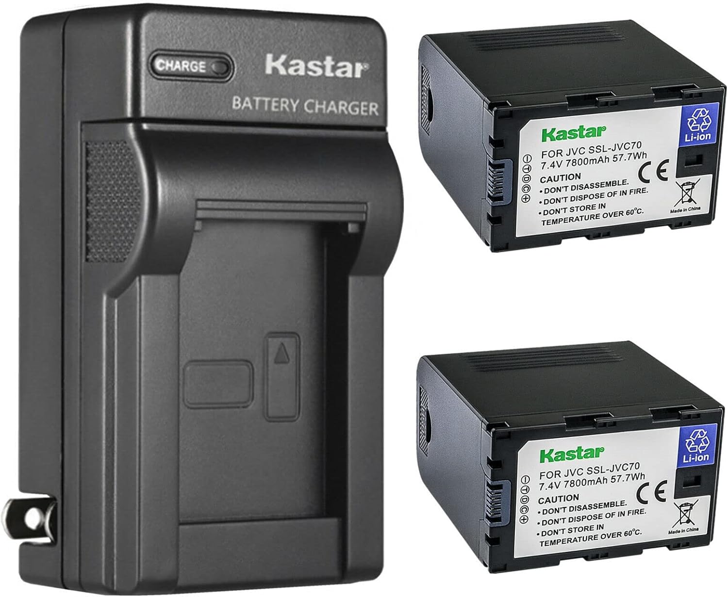 Kastar 2-Pack Battery and AC Wall Charger for JVC Cameras