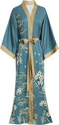 Long Soft Lightweight Silky Kimono Robe for Women - Luxury Floral One