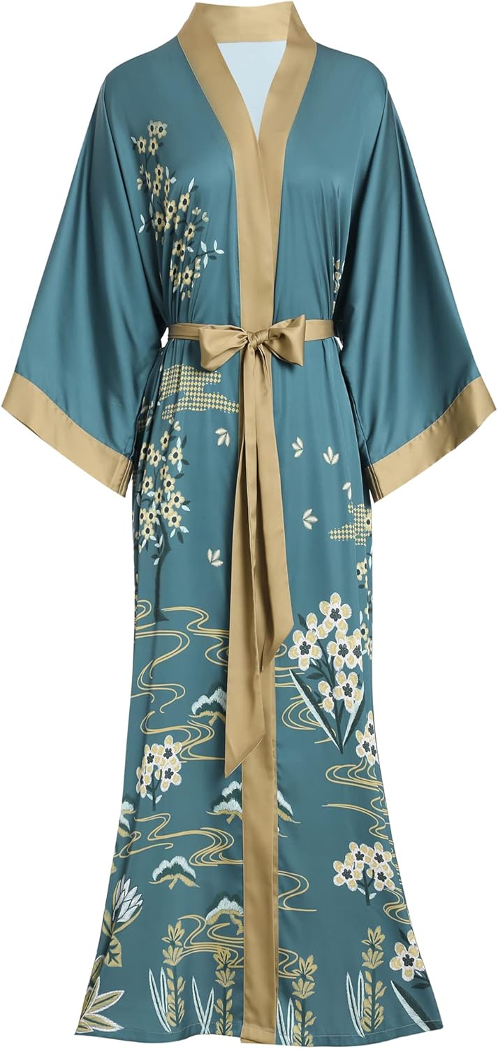 Aensso Long Lightweight Silky Kimonos Robes for Women