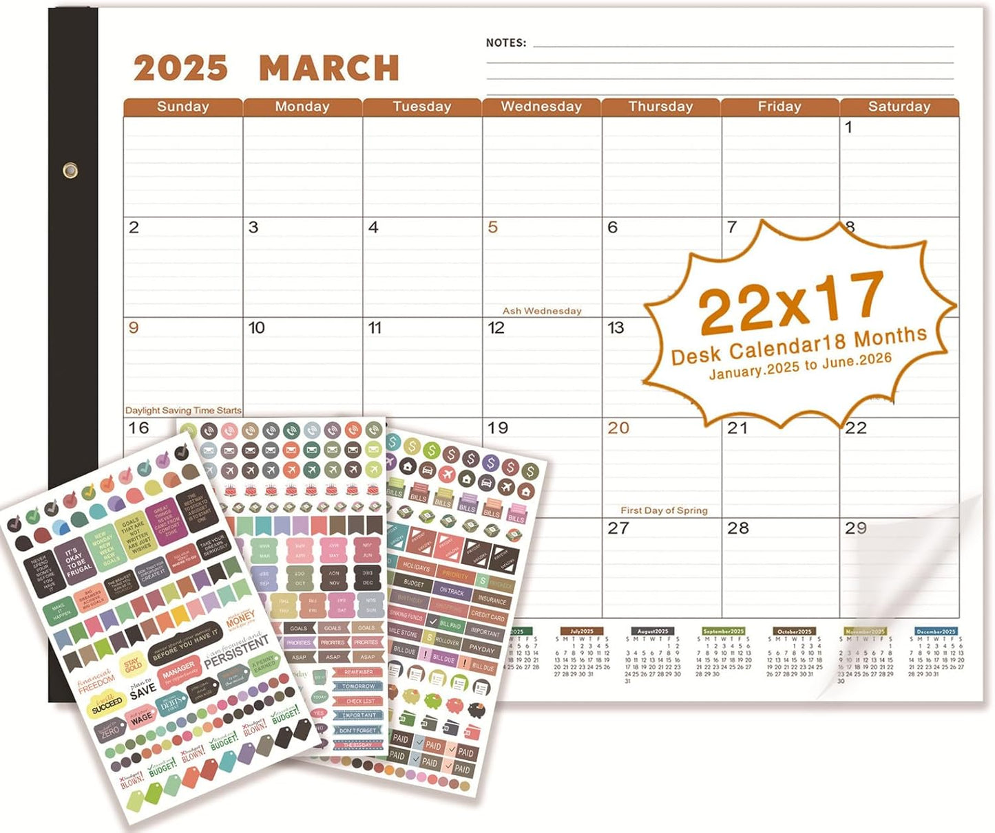 Large 22x17 18-Month Desk Calendar 2025-2026 - Plan Your Year Ahead!
