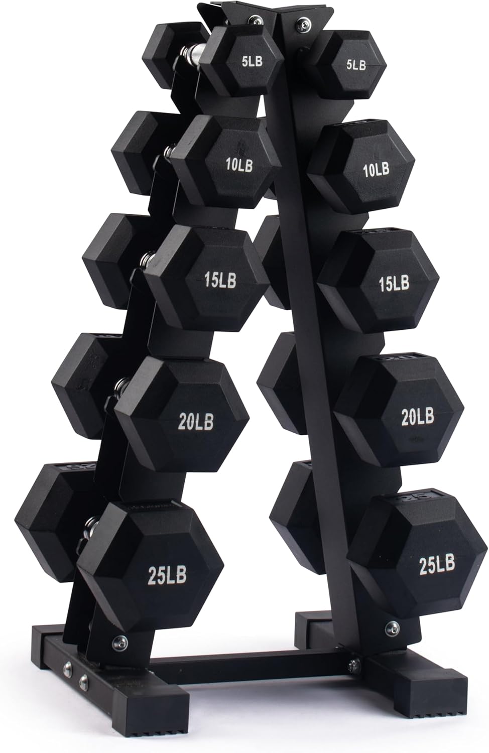 Neoprene Dumbbell Set 1-20 LBs - Color Coded with Rack