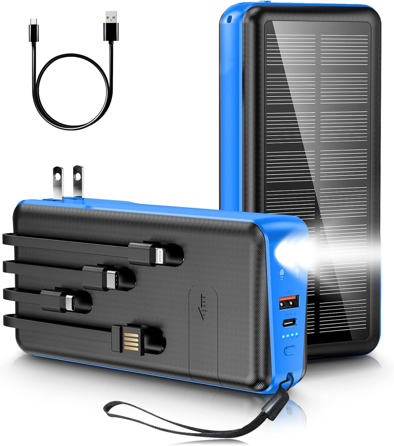 Portable Charger with Built in Cable and Wall Plug 50000mAh