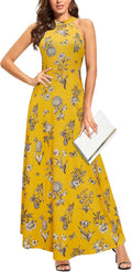 Women's Summer 2025 Maxi Halter Dress Floral - Flattering Formal Fit