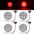 Clear Lens Red LED 4 Inch Round Trailer Tail Lights - Pack of 4