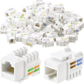 Cat6 Keystone Jack RJ45 Insert 90-Degree, 100 Pack - Reliable Bulk