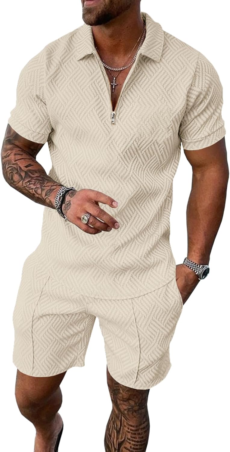 UOUA Mens Summer Track Suits 2 Piece Set for Comfort and Style