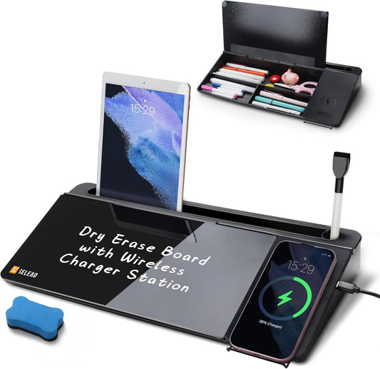 Glass Whiteboard with Wireless Charger - Organize in Style!