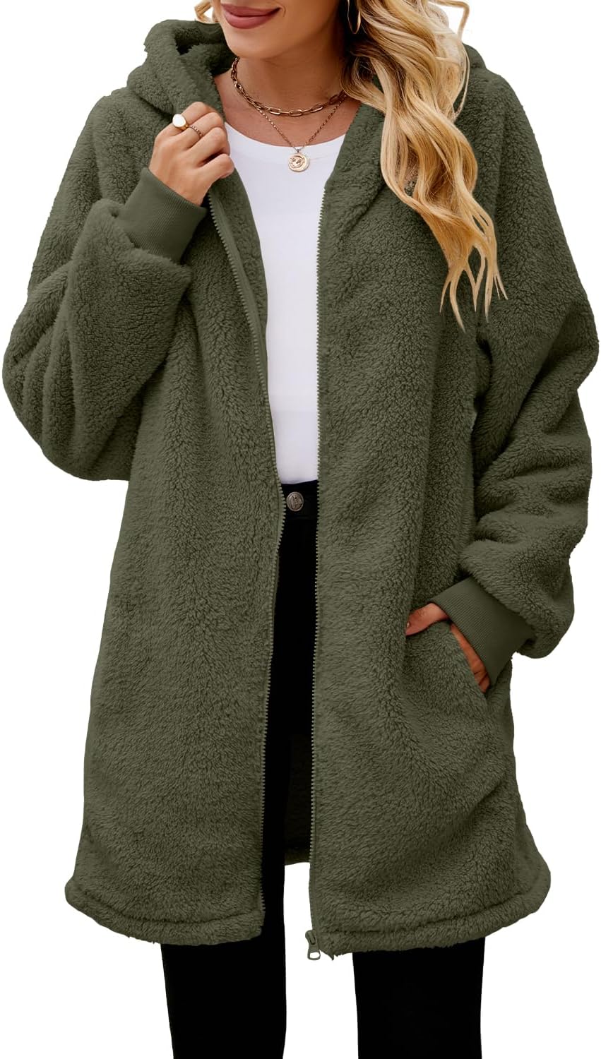 ReachMe Womens Fleece Zip Up Jacket for Cozy Winter Wear