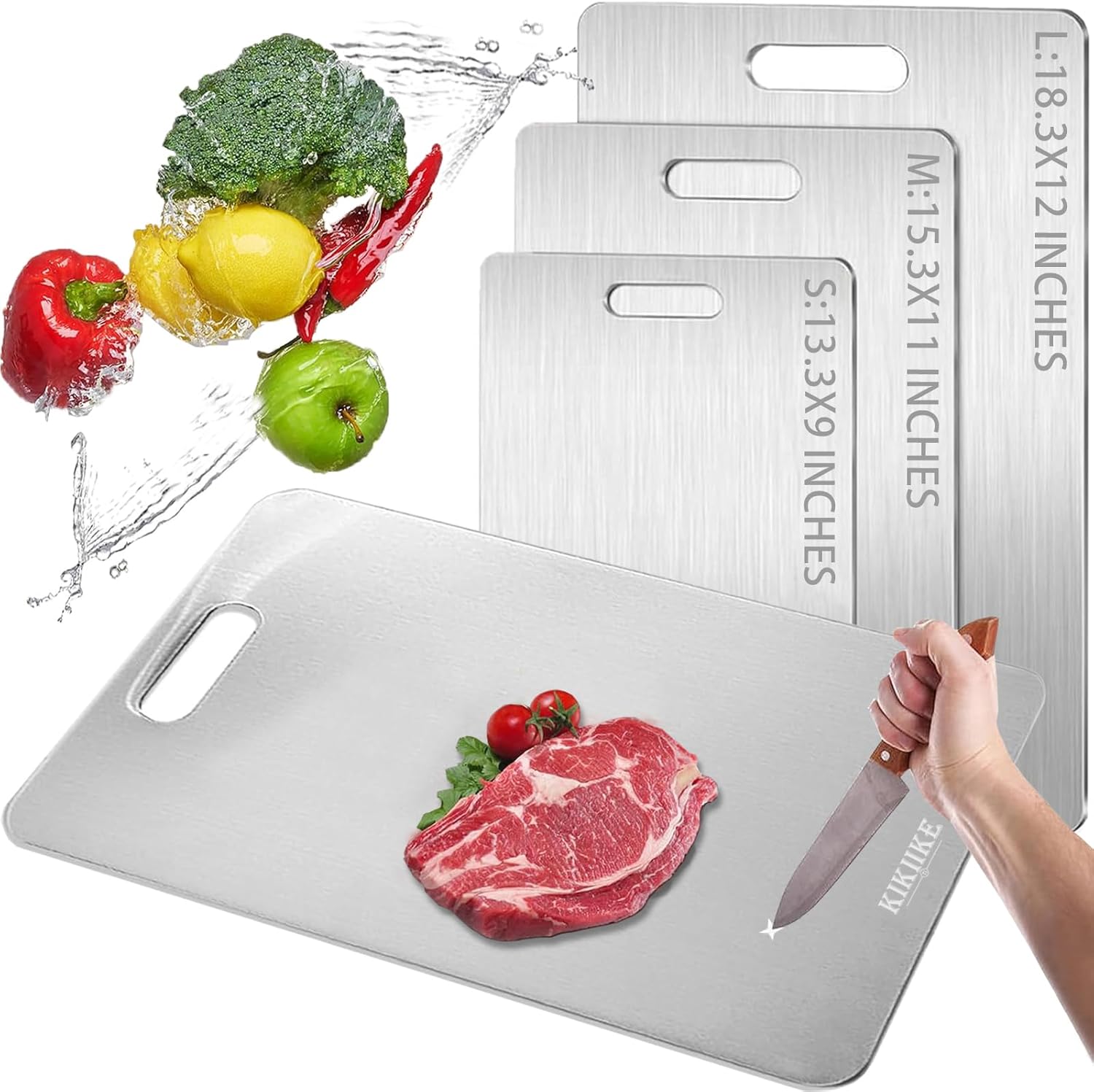 Pure Titanium Cutting Boards 3-Piece Set - Non-Stick & Durable