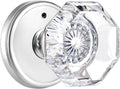 Privacy Crystal Glass Door Knobs Interior with Lock - Modern Octagon