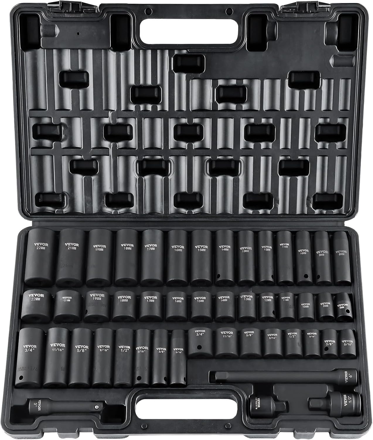 VEVOR 48-Piece Impact Socket Set for High Torque Performance