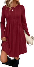 OFEEFAN Long Sleeve Empire Waist Tunic Dress - Flattering Fall Staple