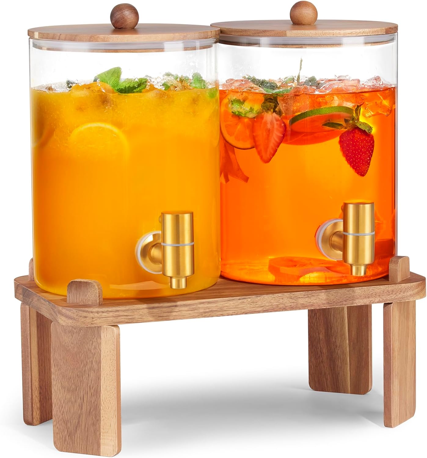 1 Gallon Glass Beverage Dispenser Set for Parties and Events