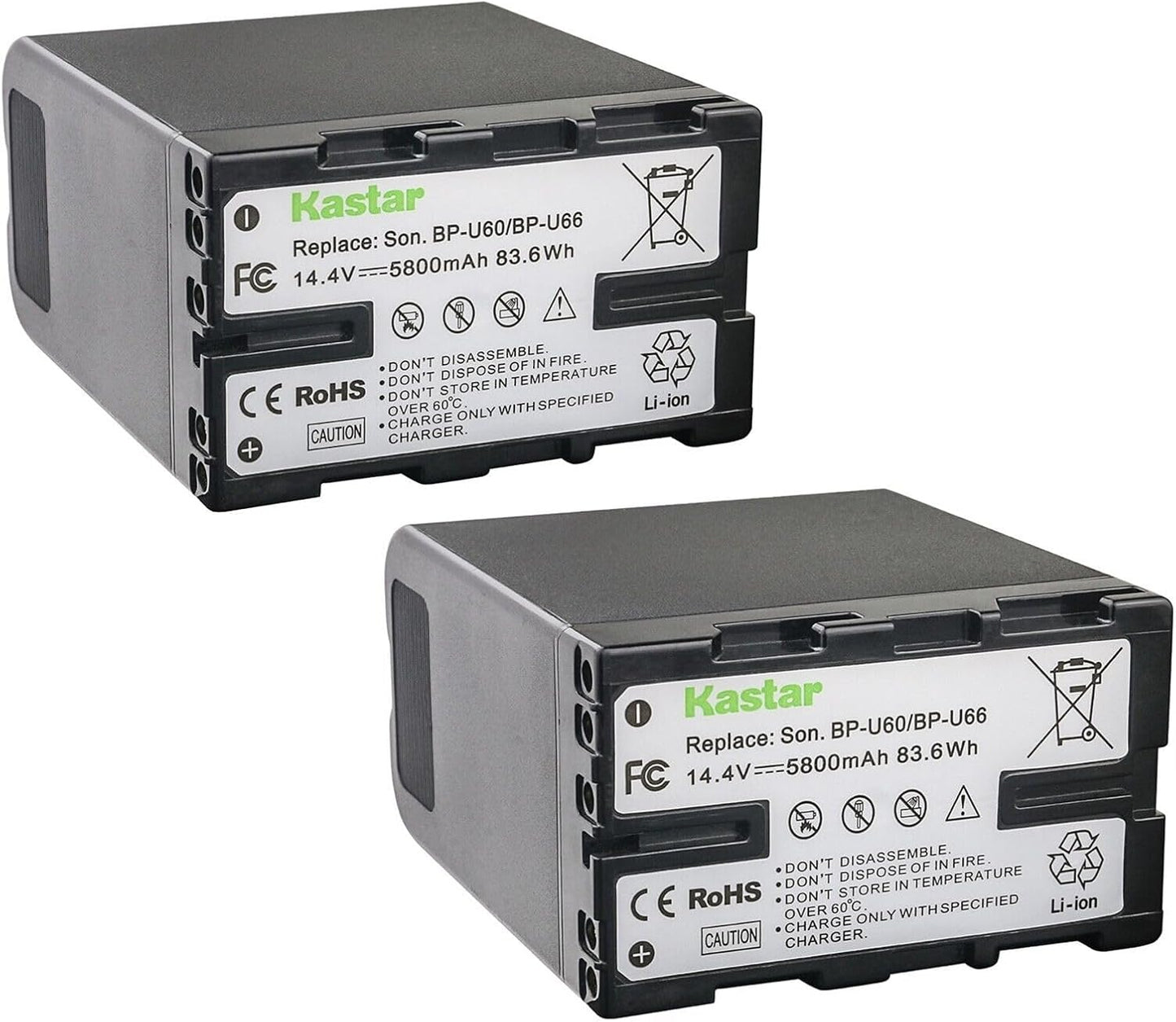 Kastar 2-Pack BP-U60 Battery for Sony PXW-FS7M2K and More
