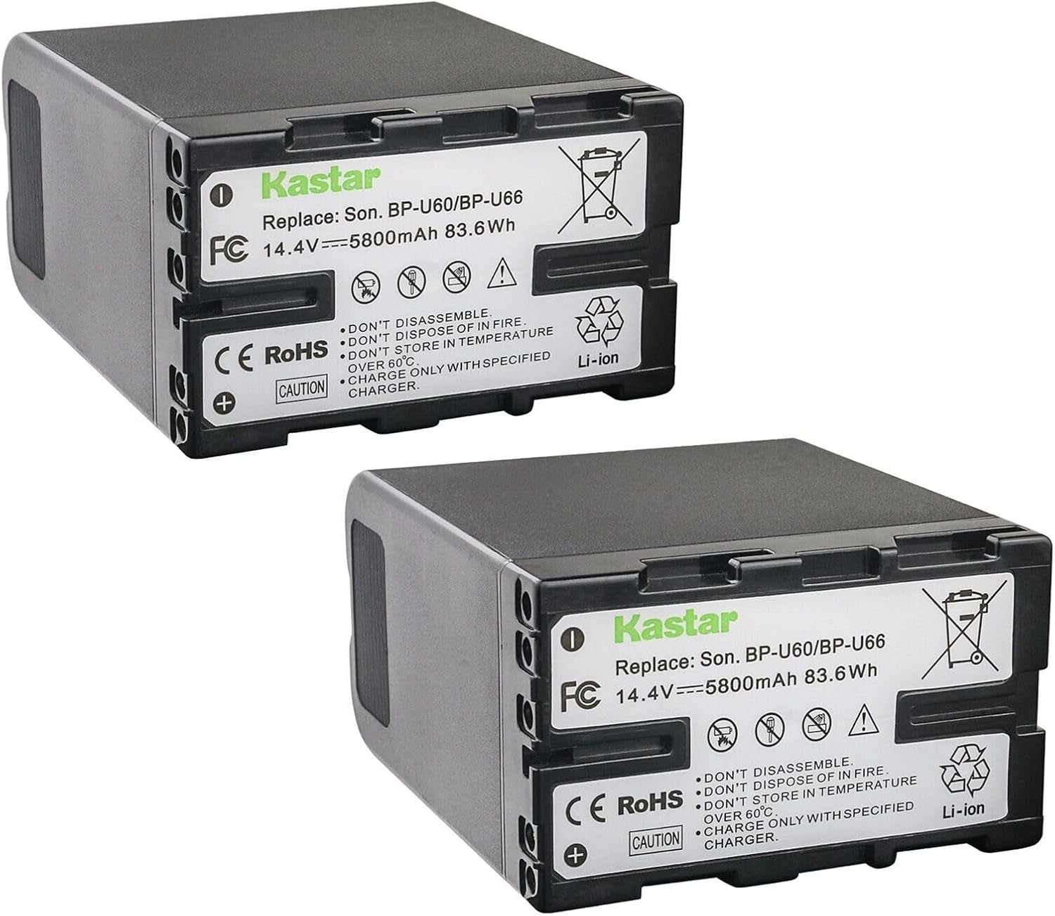 Kastar 2-Pack BP-U60 Battery for Sony PXW-FS7M2K and More