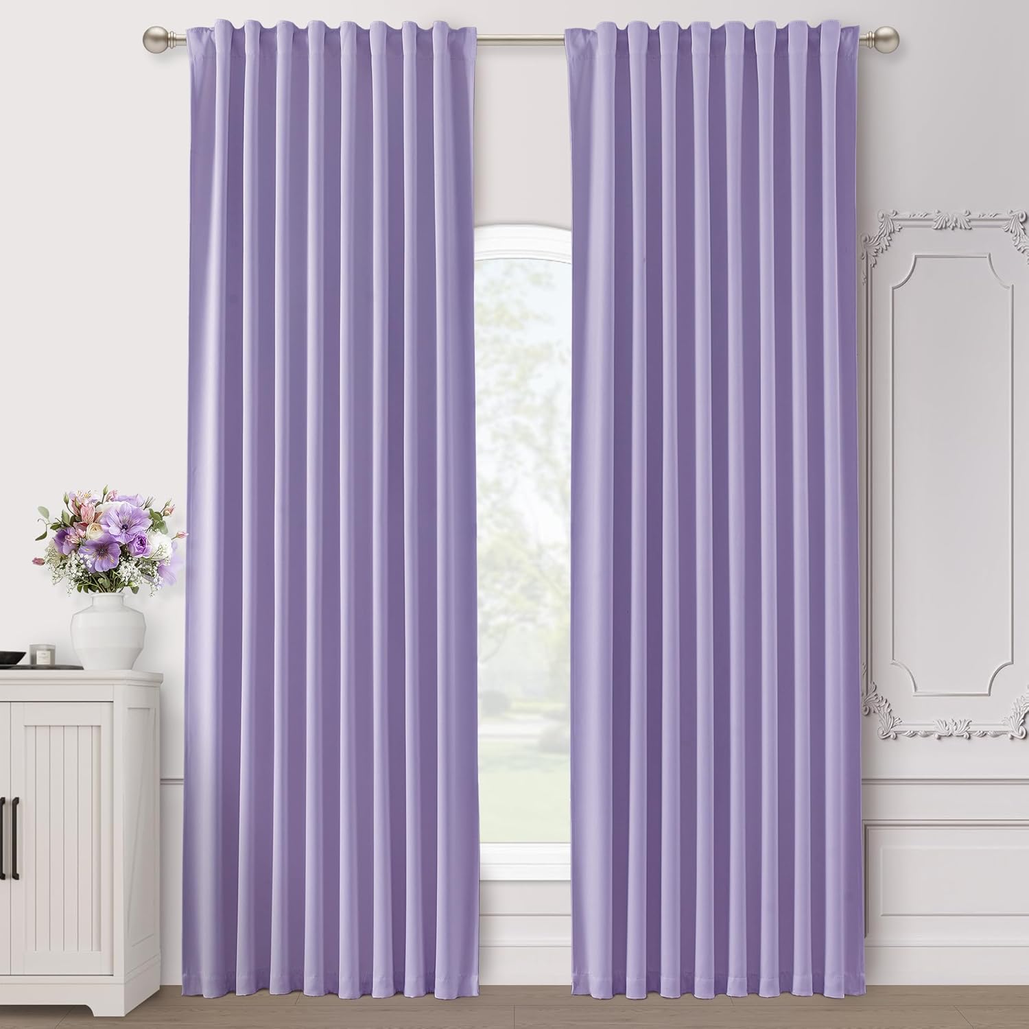SHINELAND Lavender Blackout Curtains for Nursery and Bedroom