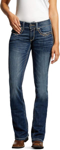 ARIAT Womens R.e.a.l. Mid Rise Stretch Entwined Boot Cut Jeans Shoes