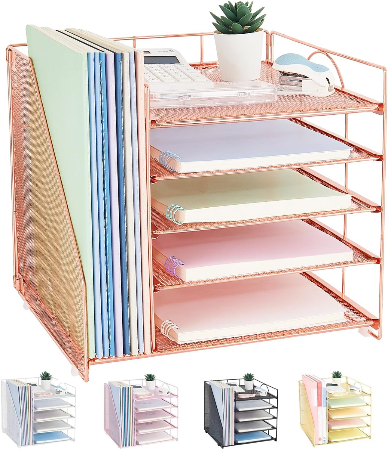 LEKETREE Rose Gold 5-Tier Desk Organizer