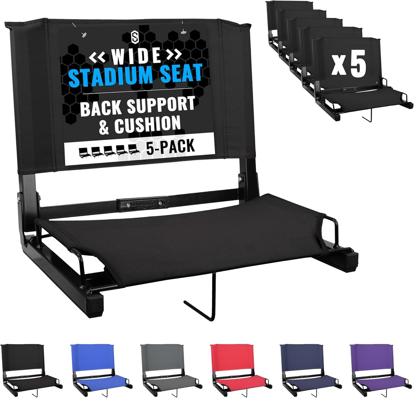 Sports Unlimited Bleacher Chairs with Back Support and Cushion