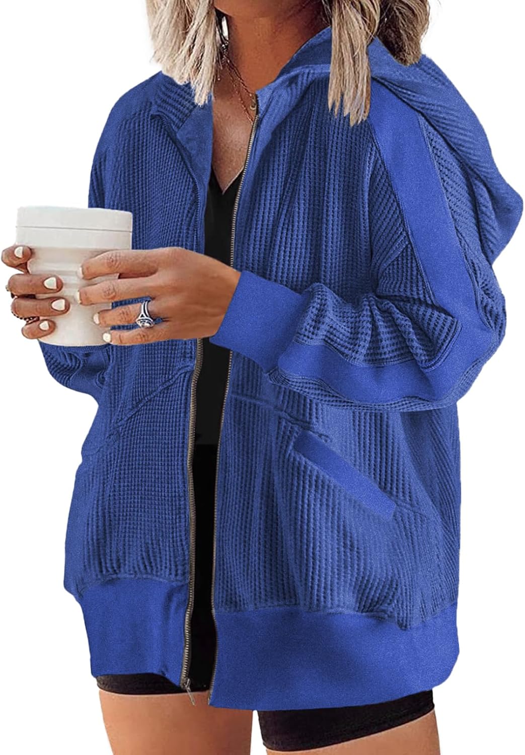 Eytino Womens Plus Size Long Sleeve Zip Up Casual Hoodies