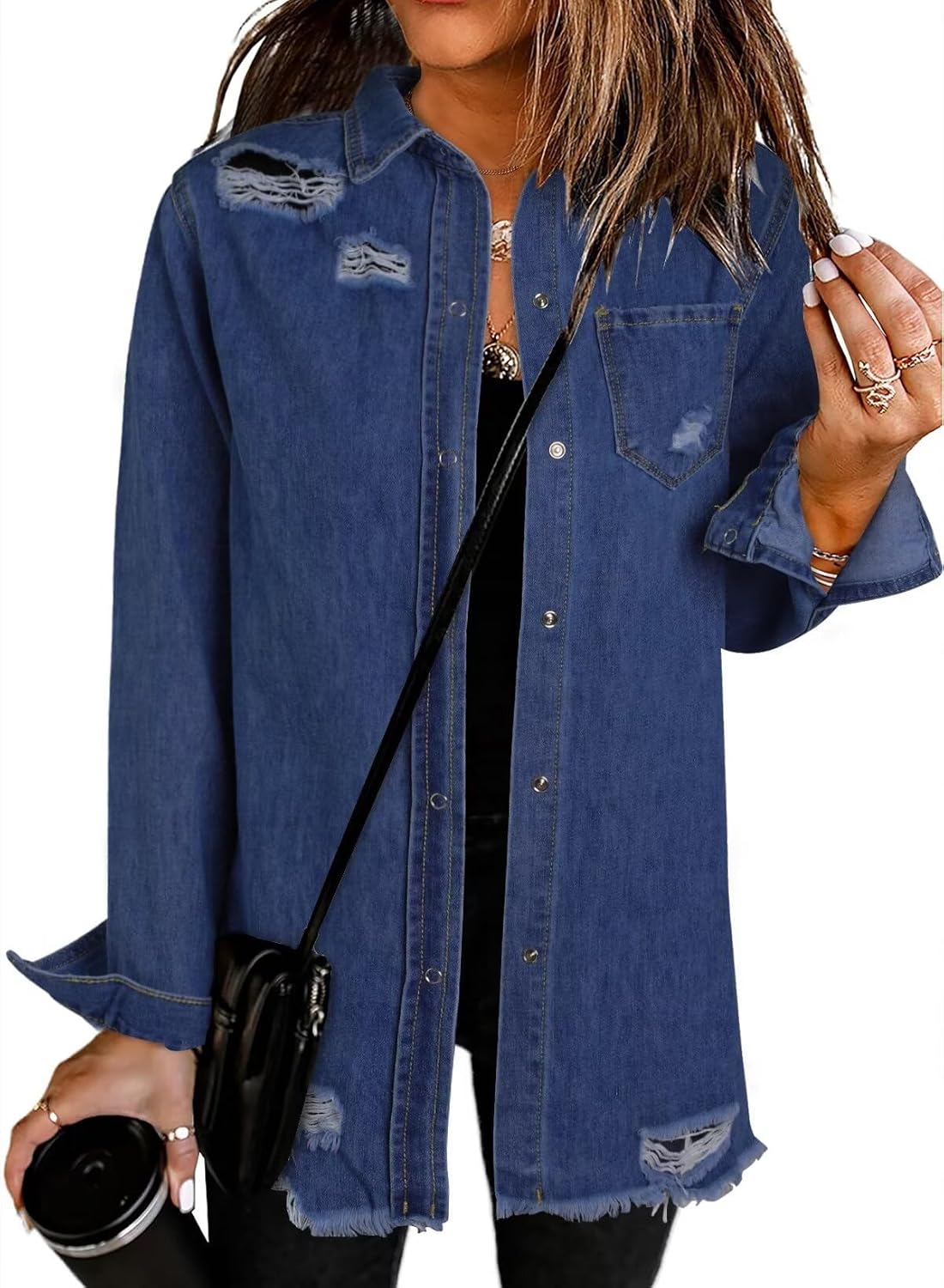 Dokotoo Women's Oversized Denim Jacket for Casual Fall Outfits