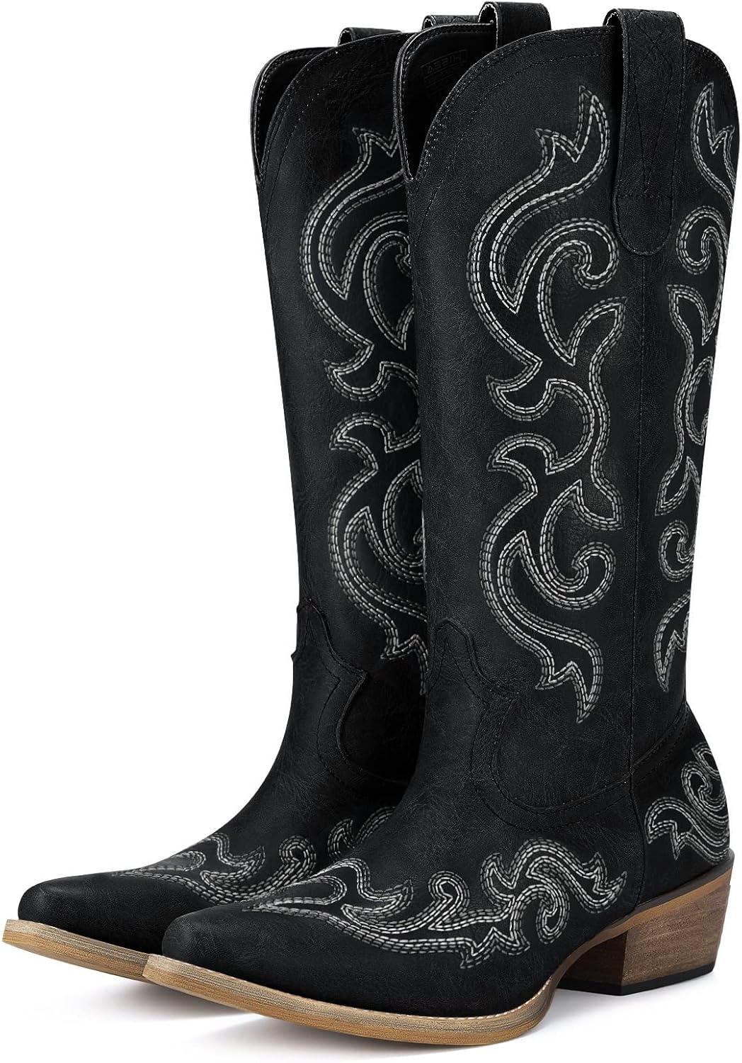 HISEA Rollda Cowboy Boots for Women with Chunky Heel Style