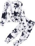 Arshiner Toddler Girl Twist Front Tracksuit Set - Cozy Tie Dye Style