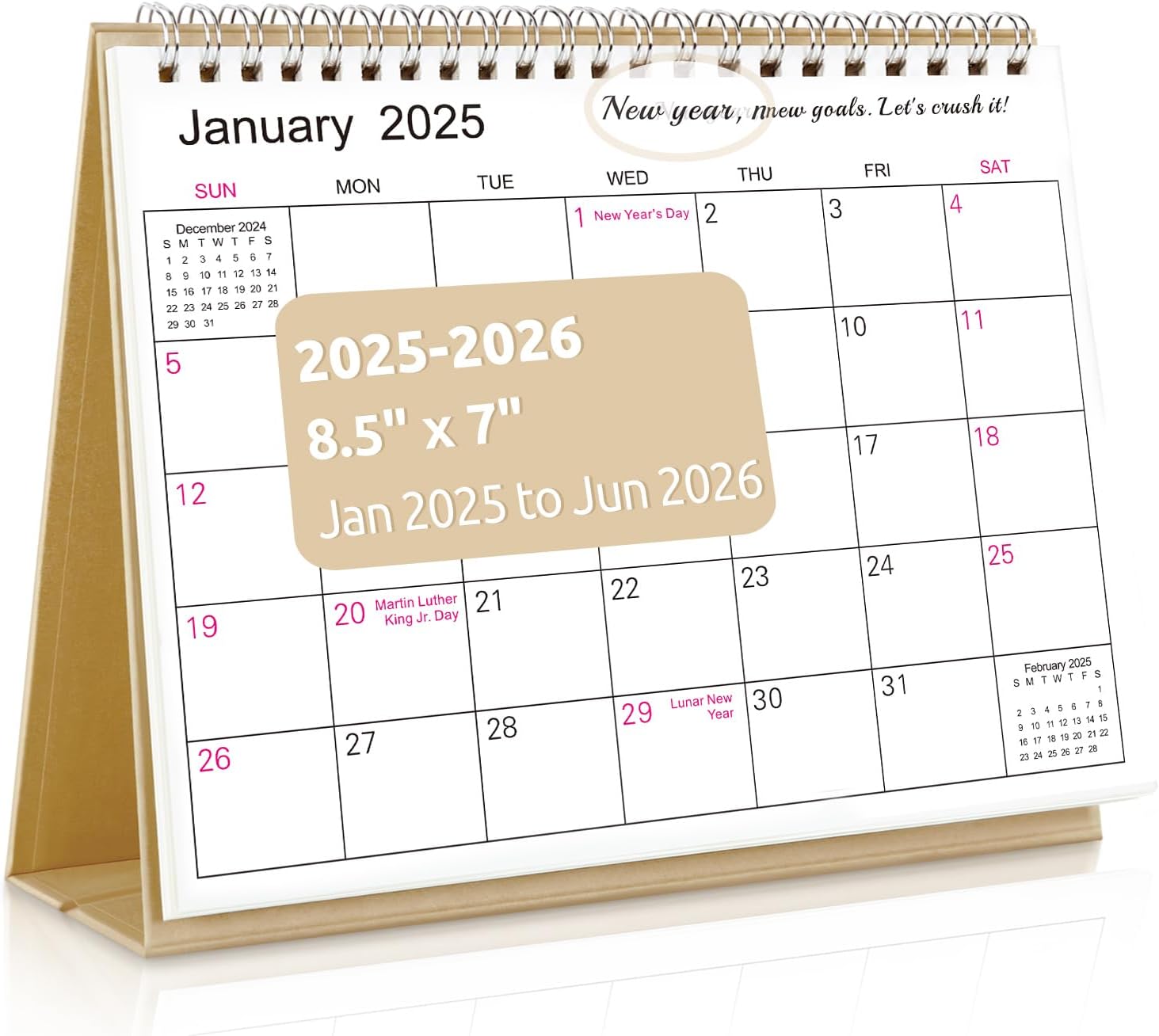 2025-2026 Desk Calendar with Stickers for Small Spaces