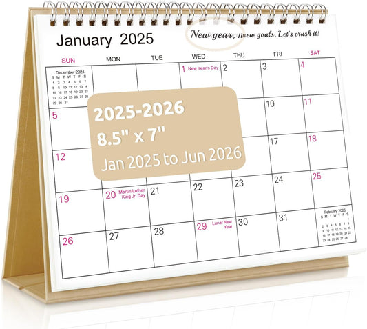 2025-2026 Desk Calendar with Stickers for Small Spaces
