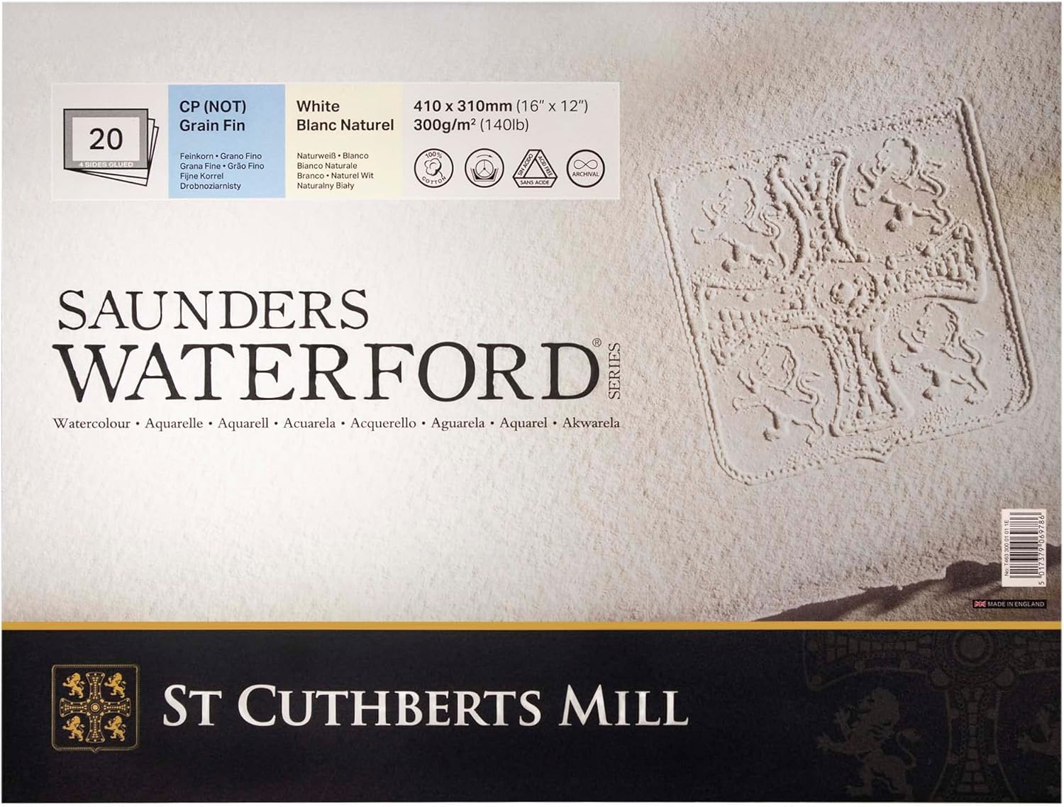 St Cuthberts Mill Watercolor Paper Block 41 x 31 cm, 20 Sheets