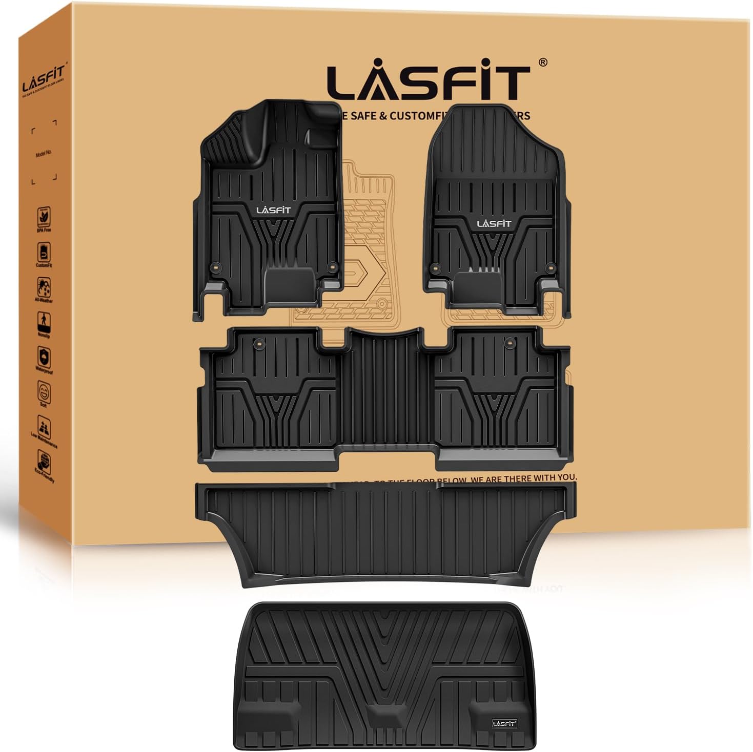 LASFIT Floor Mats for Honda Odyssey 2018-2026 - All Weather TPE