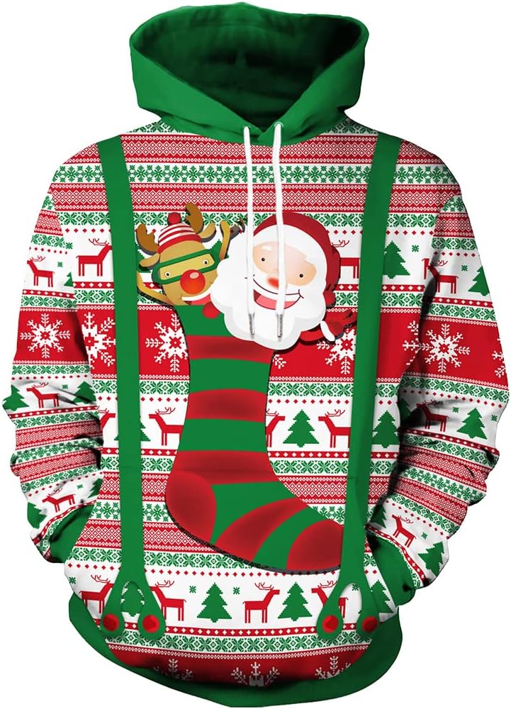Funny 3D Printed Christmas Hoodies for Unisex Style and Comfort