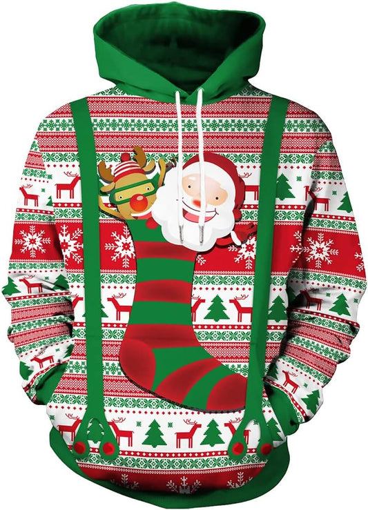 Funny 3D Printed Christmas Hoodies for Unisex Style and Comfort