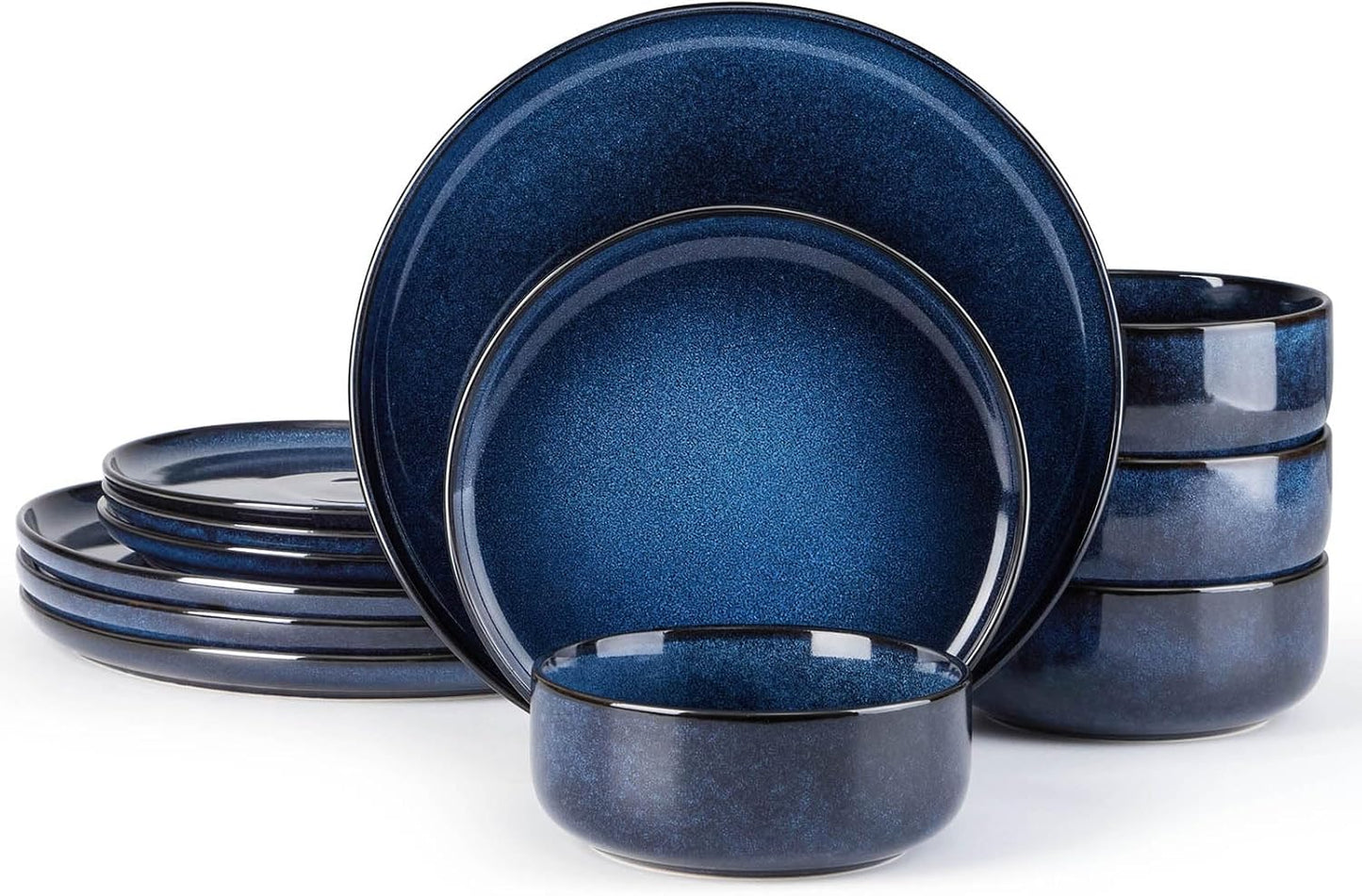 E-far Dinnerware Sets for 4 - 12-Piece Stoneware Plates & Bowls