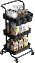 3-Tier Rolling Utility Cart Storage Shelves - Sturdy Mobile Organizer