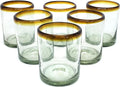 Amber Rim 10 oz Tumblers (set of 6) - Handblown Recycled Glass