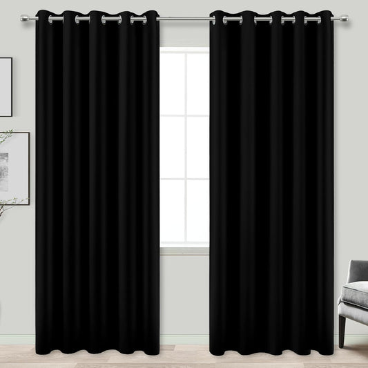 KOUFALL 100% Blackout Curtains for Living Room - Set of 2 Panels