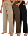 Huukeay Women's Lounge Pants 3 Pack - Cozy Wide Leg Comfort Yoga