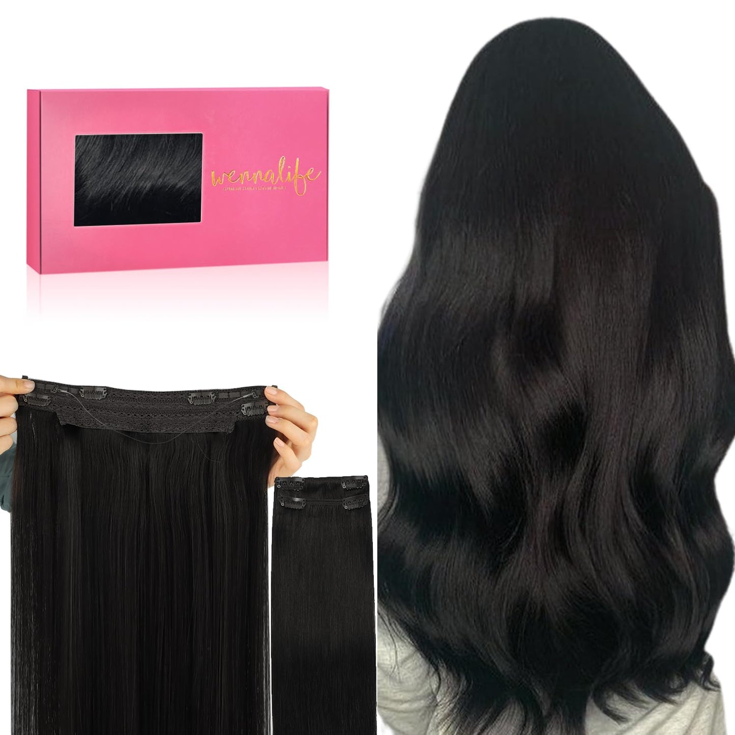 WENNALIFE Wire Hair Extensions for Natural Black Hair