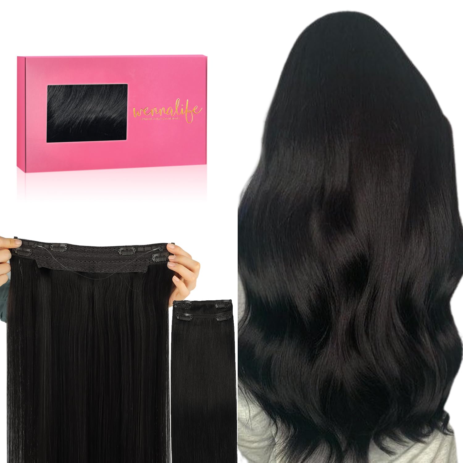 WENNALIFE Wire Hair Extensions for Natural Black Hair