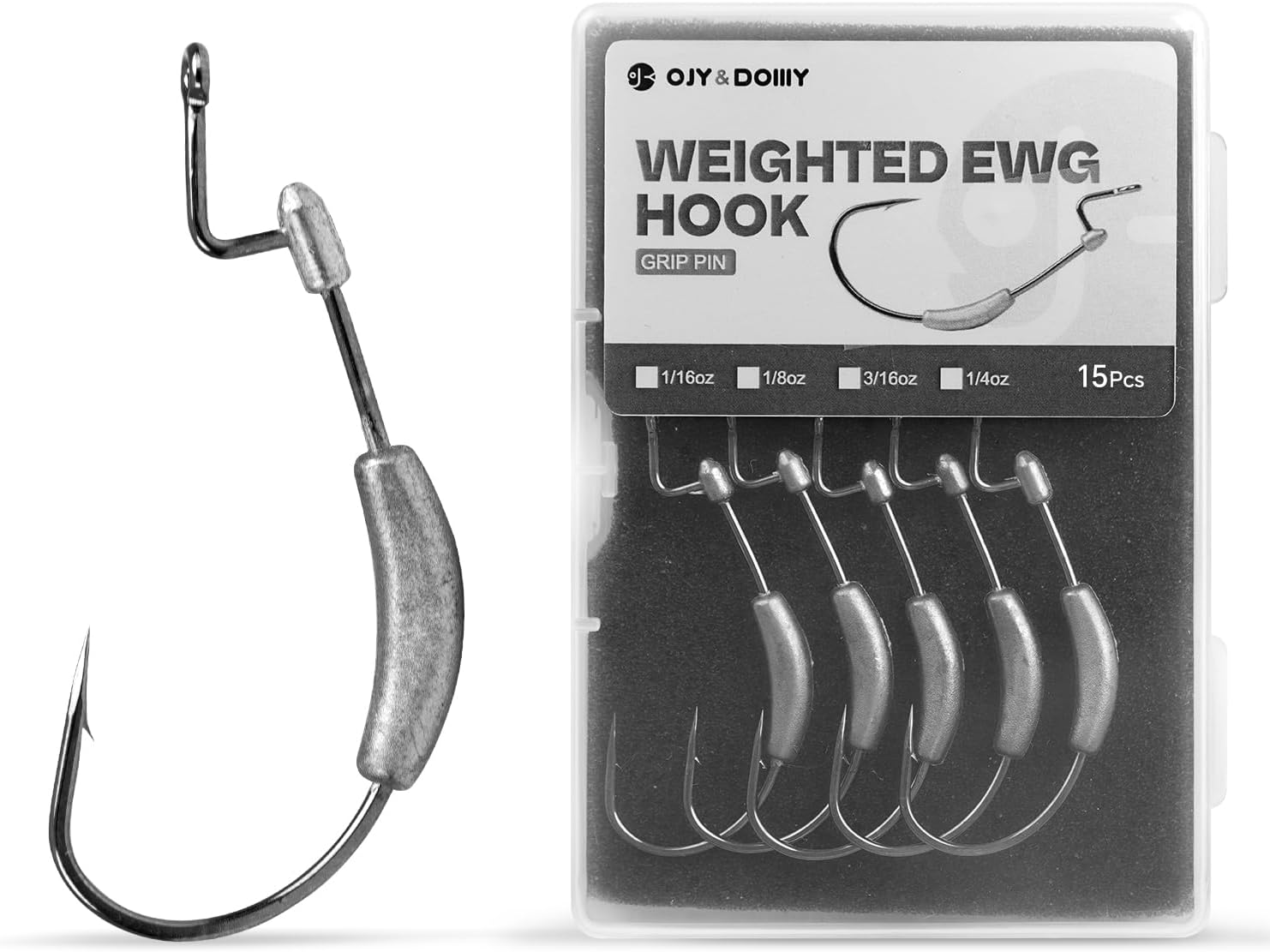 15Pc Weighted Swimbait Hooks with Weedless EWG for Precise Fishing