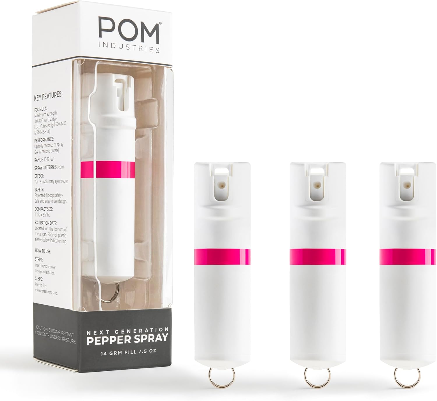 POM Pepper Spray Keychain - Maximum Strength Self Defense Tool
