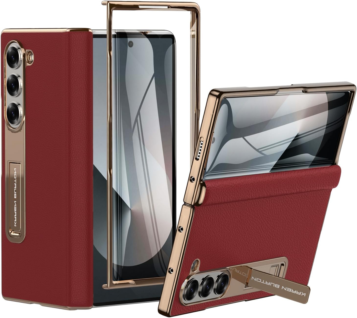 Luxury Genuine Leather Case for Samsung Galaxy Z Fold 6 - Red