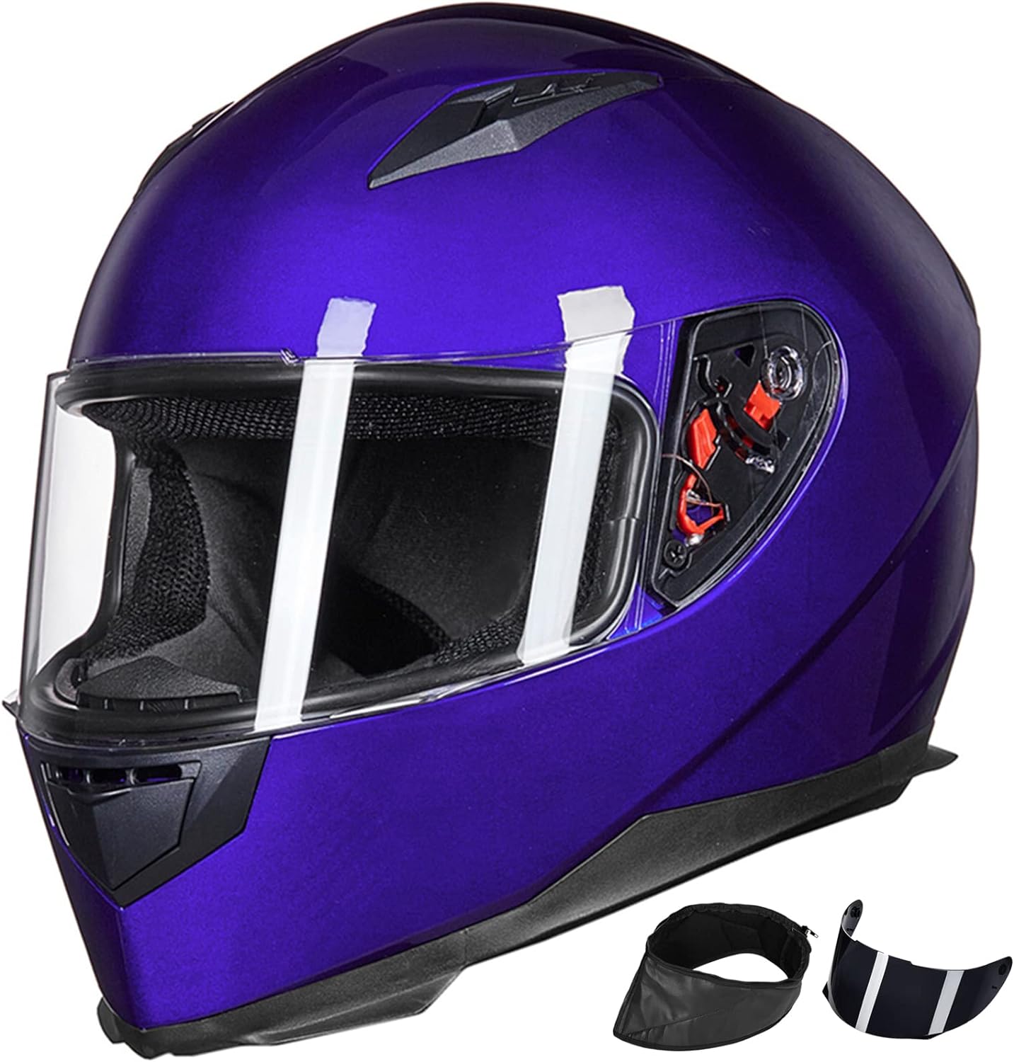 ILM Full Face Motorcycle Helmet with Neck Scarf and Visors