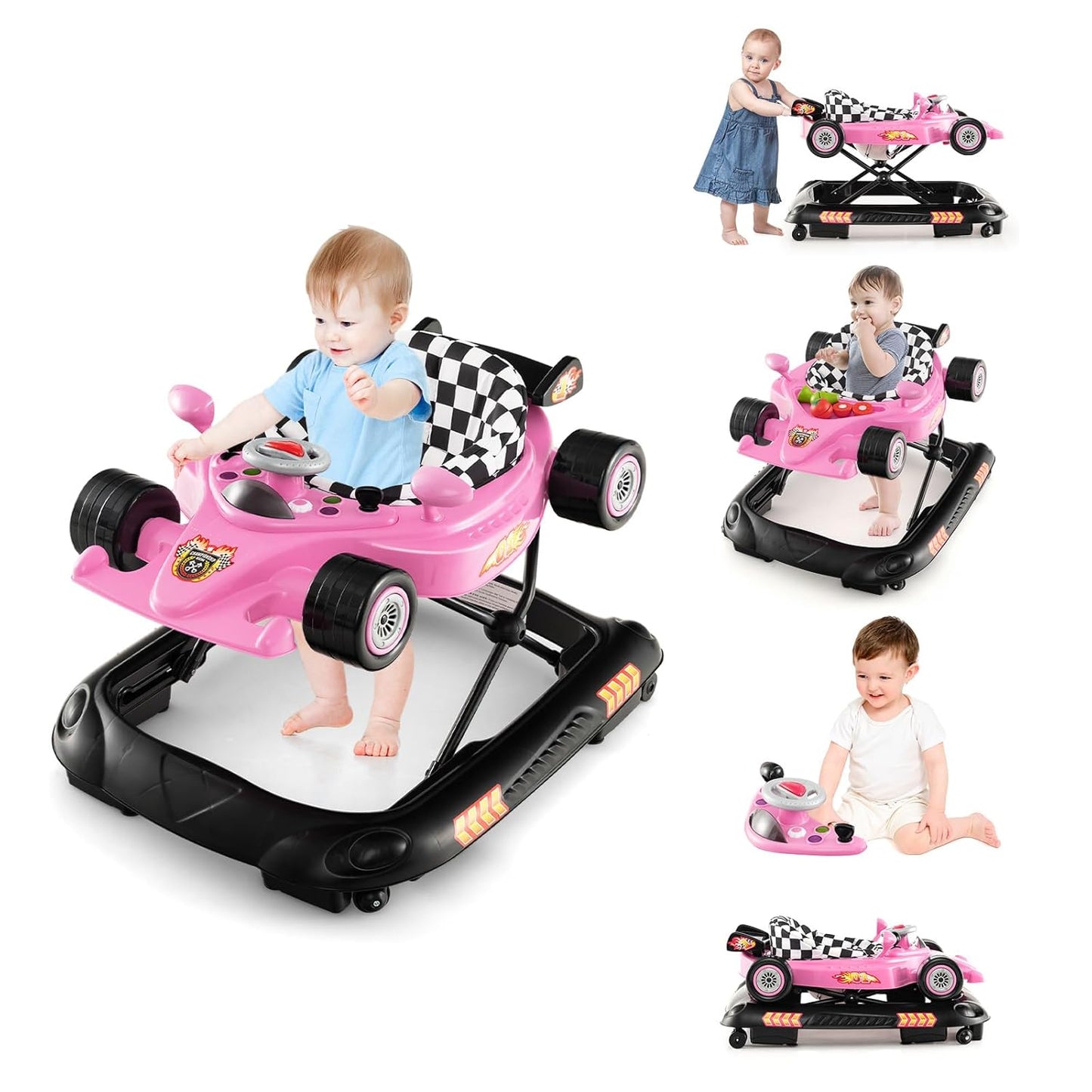4-in-1 Baby Walker with Adjustable Height & Fun Activities