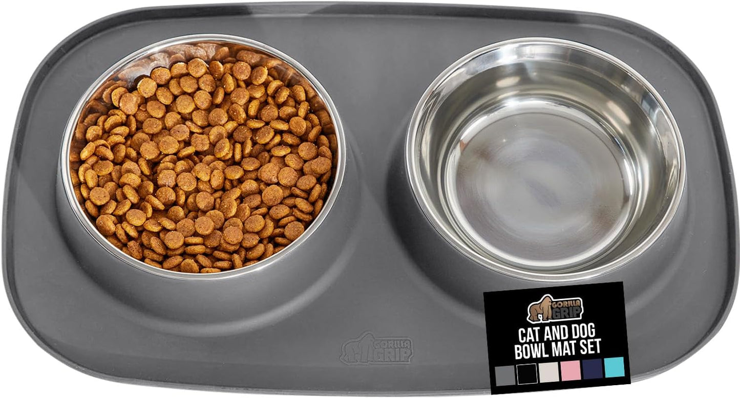 GORILLA GRIP Feeding Mat Set with Waterproof Silicone Bowls