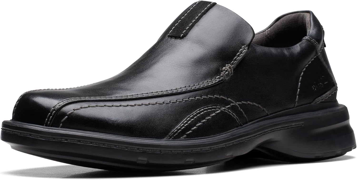 Clarks Mens Gessler Step: Premium Leather Slip-On Comfort Shoes