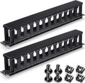 1U Rack Cable Management Sleeves 4-Pack - Horizontal 12-Slot Panel