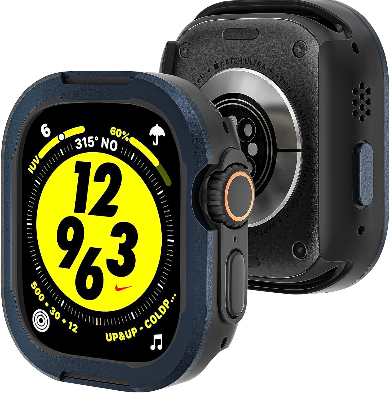 Ultra Lightweight Rugged Apple Watch Case - ECG Support, Blue+Black