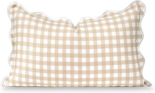 Hofdeco Premium Coastal Hampton Scalloped Pillow Cover for Outdoors